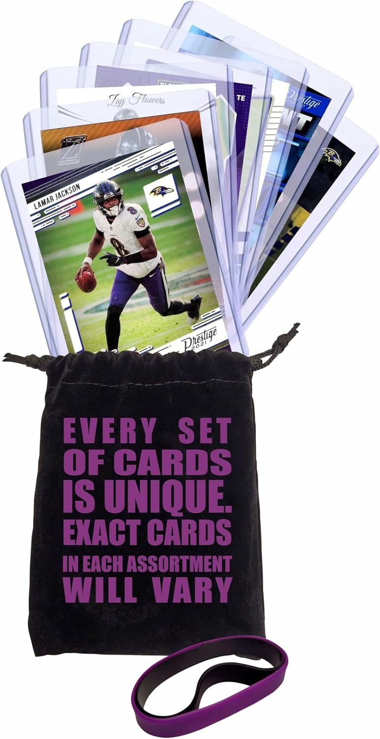 Chaser Baltimore Ravens Cards: Lamar Jackson, Derrick Henry, Zay Flowers, Mark Andrews, Justin Tucker, Rashod Bateman, DeAndre Hopkins, Joe Flacco ASSORTED Football Stars & GOATs Trading Card & Wristbands Gift Pack - Image 5